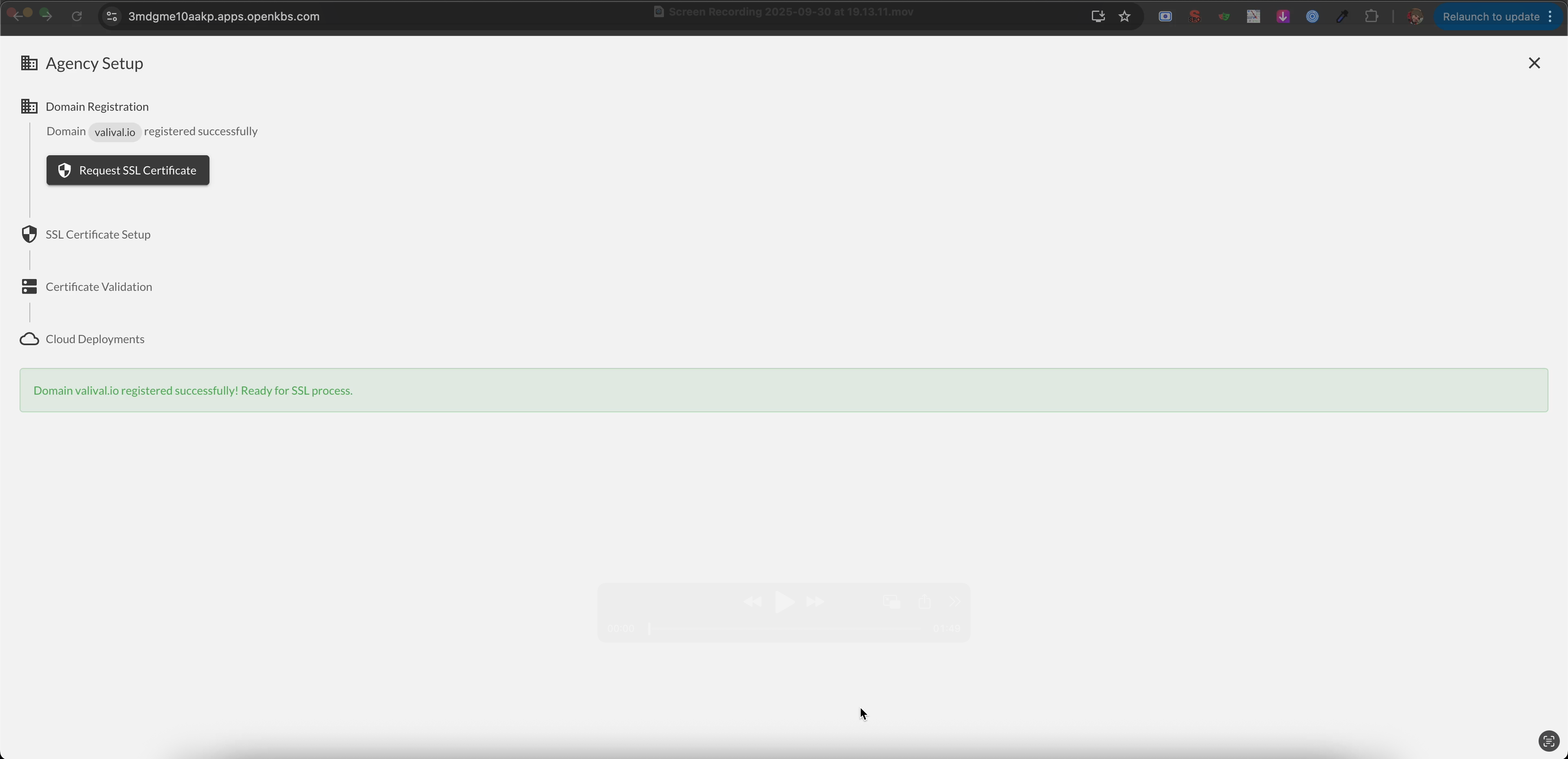 Domain Registration complete