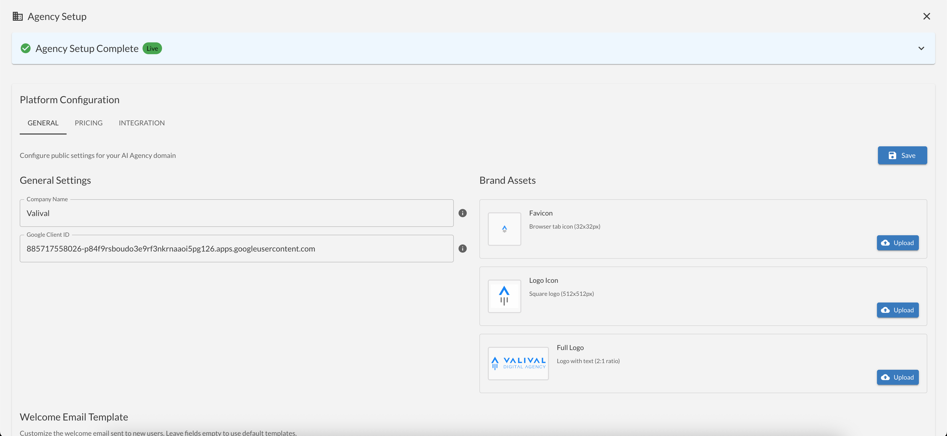 Agency Setup Complete with Platform Configuration