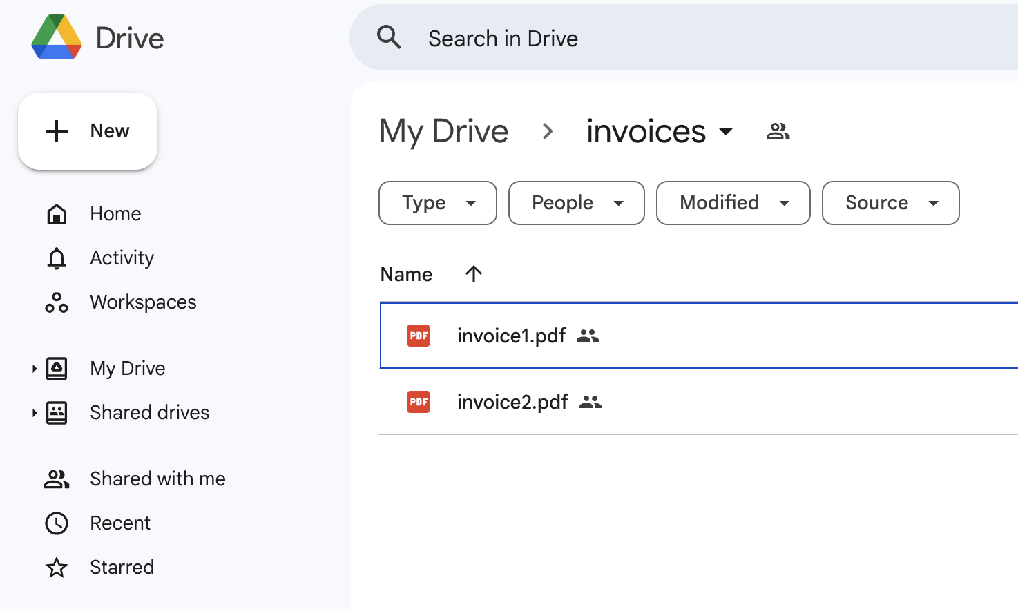 Google Drive Invoices Folder