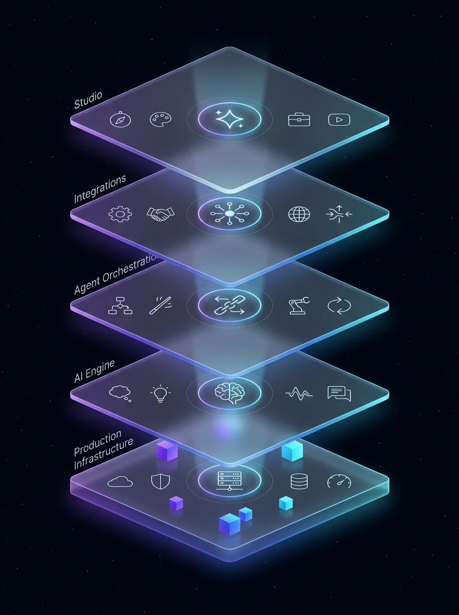 OpenKBS Studio — five stacked platform layers