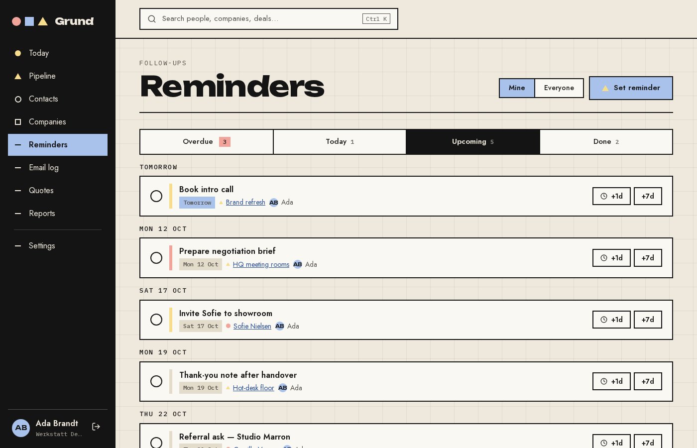 Follow-up reminders