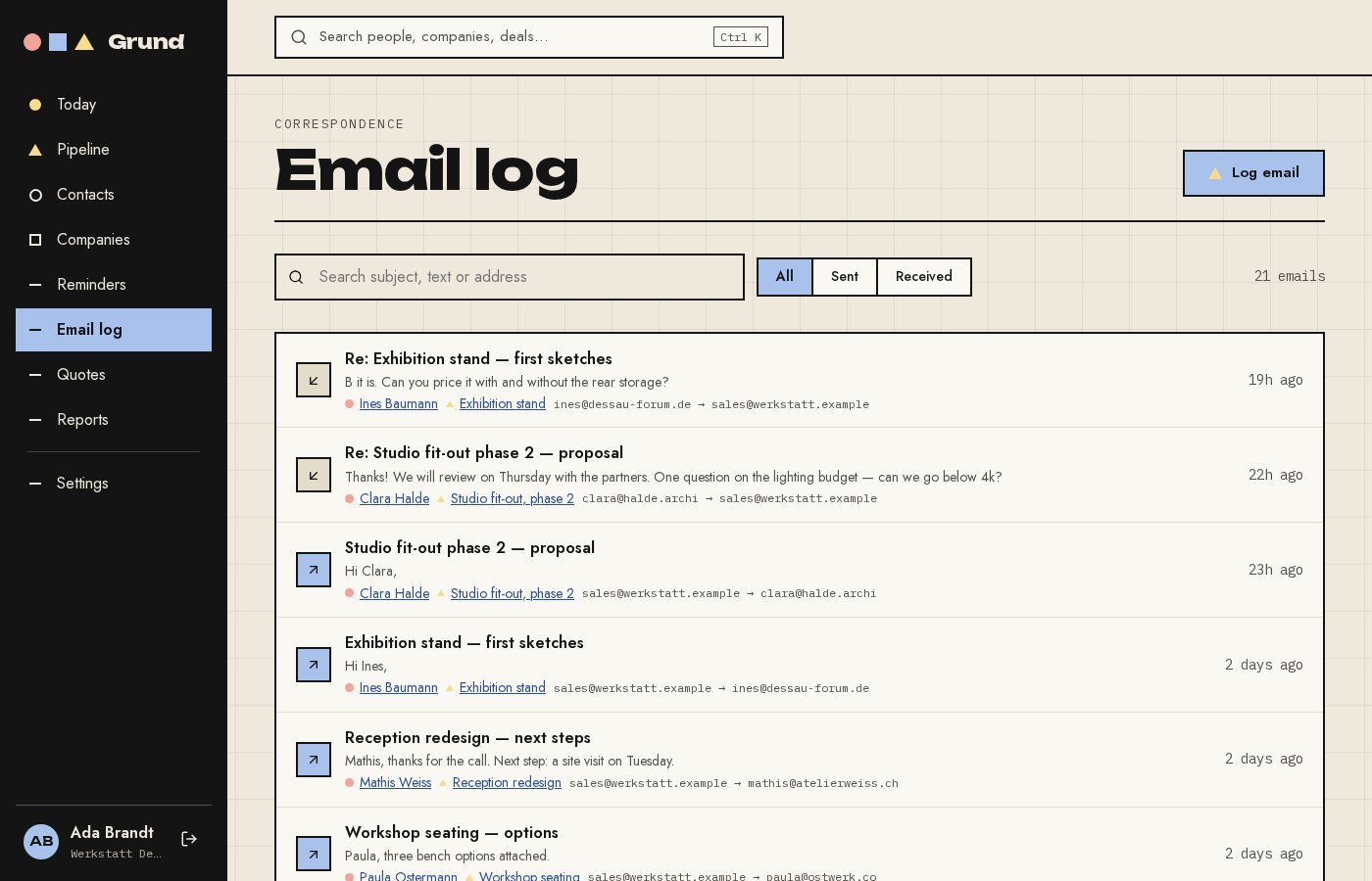 Email log